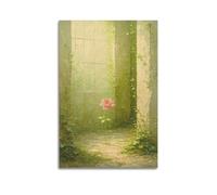 sfjjkh Pink Flower Vine-covered Stone Space Poster Wall Art Canvas Aesthetic Cover Painting for Living Room Bed Room 16x24inch(40x60cm) Unframe-style