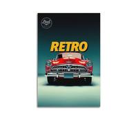 sfjjkh Red Retro Car Bold Poster Poster Wall Art Canvas Aesthetic Cover Painting for Living Room Bed Room 24x36inch(60x90cm) Unframe-style