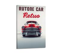 sfjjkh Red Retro Car Front With Bold Text Poster Wall Art Canvas Aesthetic Cover Painting for Living Room Bed Room 16x24inch(40x60cm) Frame-style