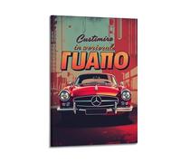 sfjjkh Red Retro Car Industrial Backdrop Poster Wall Art Canvas Aesthetic Cover Painting for Living Room Bed Room 12x18inch(30x45cm) Frame-style