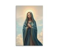 sfjjkh Religious Posters Virgin Mary Bluegold Cloak Pray Clouds Poster Wall Art Canvas Aesthetic Cover Painting for Living Room Bed Room 16x24inch(40x60cm) Unframe-style