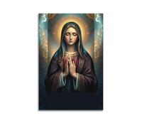 sfjjkh Religious Posters Virgin Mary Dark Cloak Praying Golden Decor Patterns Poster Wall Art Canvas Aesthetic Cover Painting for Living Room Bed Room 16x24inch(40x60cm) Unframe-style