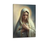 sfjjkh Religious Posters Virgin White Gold Shawl Pray Soft Light Poster Wall Art Canvas Aesthetic Cover Painting for Living Room Bed Room 08x12inch(20x30cm) Frame-style