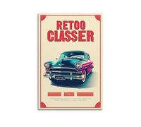 sfjjkh Retro Car Poster with Bold Red Text Poster Wall Art Canvas Aesthetic Cover Painting for Living Room Bed Room 24x36inch(60x90cm) Unframe-style