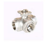 SFJSFIMQ 1/4" 3/8" 1/2" 3/4" 1" 2" SS304 Stainless Steel High Platform Three-Way Ball Valve T/L Type Female Thread DN8/DN10/DN15/DN20/DN25(L Type,2 Inch)