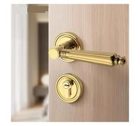 SFJSFIMQ French Bright Golden Brass Indoor Bedroom Door Lock Solid Wood Door Handle Silent Pure Copper Lock(Bright Golden)