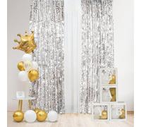 SFN SKY 9X8FT Sequin Backdrop Curtains,2 Panels Shimmer Sequin Fabric Photography,Glitter Photo Booth Backdrops Drapes for Christmas Mermaid Party Birthday Background Decor (Silver)