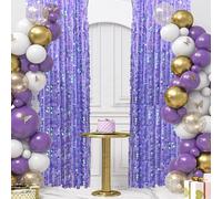 SFN SKY Big Sequin Backdrop Curtains, Sequin Fabric Photography Backdrop, Shimmer Sequin Photo Backdrop Payette Sequin Curtain Panels for Wedding Party Christmas Decor - 9x9FT, Iridescent Purple