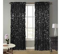SFN18MM Black Big Sequin Payatte Backdrop Curtains 4.5FTX9FT 2 Panels-Black Drapes Curtains for Thanksgiving Christmas Home Party Supplies