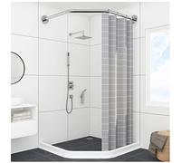SFNIOKFG Curved Shower Rod for Corner Shower Stall, Diamond Shaped Shower Curtain Rod Rail Adjustable 304 Stainless Free Drill Install for Bathroom, Clothing Store, Private(Size:with Water