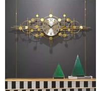 SFNIOKFG Large Metal Wall Clock Decorative for Home Office Living Room Quartz Clock Silent Non-Ticking Modern Wall Clock Battery Operated,Vintage Big Clocks for The Wall Decorations Gold(A