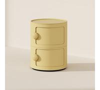 SFNIOKFG Round Bedside Table 2/3/4 Tier, Plastic Nightstand Storage Unit Chest with Sliding Doors, Modern Side Table Modular Bedside Cabinet for Bedroom, Living Room(36x45cm(14x18inch), Yellow1)