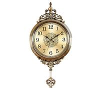 SFNIOKFG Wall Clock,Mute Metal in The Living Room, The Pendulum can Swing from Side to Side, European Style Wall Decoration, a for Friends