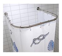 SFNIOKFG Wall Mounted Adjustable Curved Bathroom Shower Curtain Rod, Corner Shower Curtain Rail Pole U Shaped Free Drill Install 304 Stainless for Clothing Store, Private Space(Size:100 * 100