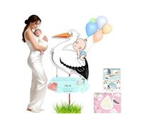 SFNN 158 cm Large Birth Display with Rattling Stork for Outdoors, Cute Birth Set with Rattling Stork, Welcome Decoration for Home, Double-Sided Print (Blue)