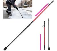 SFNSM 63" Ice Chisel for Ice Fishing Long Handle Ice Scraper 2-Section Detachable, Heavy Duty Ice Chipper with a Lanyard & Red Handle Sleeve for Efficient Chiseling