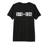SFO CDG Flight Route San Francisco Paris Air Codes Premium T-Shirt