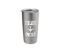 SFO to LAS Airplane Route Airport Codes Design Stainless Steel Insulated Tumbler