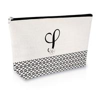 Sfodiary Alphabet Initial A-Z Makeup Bag Letter Cosmetic Bag Friendship Gift Birthday Gift for Women Monogram Travel Pouch Gift for Her Best Friends Graduation Christmas Wedding Gift, S