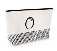 Sfodiary Alphabet Initial A-Z Makeup Bag Letter Cosmetic Bag Friendship Gift Birthday Gift for Women Monogram Travel Pouch Gift for Her Best Friends Graduation Christmas Wedding Gift, O