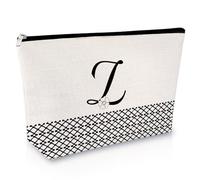 Sfodiary Alphabet Initial A-Z Makeup Bag Letter Cosmetic Bag Friendship Gift Birthday Gift for Women Monogram Travel Pouch Gift for Her Best Friends Graduation Christmas Wedding Gift, Z