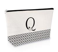 Sfodiary Alphabet Initial A-Z Makeup Bag Letter Cosmetic Bag Friendship Gift Birthday Gift for Women Monogram Travel Pouch Gift for Her Best Friends Graduation Christmas Wedding Gift, Q