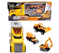 SFODT Digger ruck Toy, 1 Transport Cars with 3 Construction Toys Play Vehicles, Trucks Vehicles Toys Toddler Car Christmas Birthday Gifts for Kids