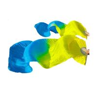 SFOIKVG Belly Dance Fans 1 Pair Real Silk/Imitation Silk Belly Dance Fan Veil Handmade Dyed Fans Veils for Dancers(Color7-d,Real silk-180x90cm)