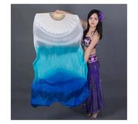 SFOIKVG Belly Dance Fans 1 Pair Silk Belly Dance Veil Fan Left Right Women Long Folding Fans Worship Praise Dancing Party Stage Performance Props for Dancers(Yellow,120cm-Children 1pair)