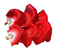 SFOIKVG Belly Dance Fans 1 Pair Silk Belly Dance Veil Fan Left Right Women Long Folding Fans Worship Praise Dancing Party Stage Performance Props for Dancers(Blue,150cm 1pair)