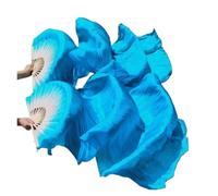 SFOIKVG Belly Dance Fans 1 Pair Silk Belly Dance Veil Fan Left Right Women Long Folding Fans Worship Praise Dancing Party Stage Performance Props for Dancers(Black,210cm 1pair)
