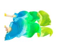 SFOIKVG Belly Dance Fans Belly Dance Fan Real Silk Veils 1pc Left Hand+ Right Handmade Dyed Color Performance Practice Dancing Fans for Dancers(Belly Dance Fans23,XL-230x90cmReal Silk)