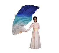 SFOIKVG Belly Dance Fans Dance Silk Veil One Pair Women Belly Performance Props Costume Accessory Hand Dye 180cm Flowy Fan Extra Long for Dancers(As picture15,120cm-Kids Size)