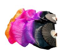 SFOIKVG Belly Dance Fans Fan Veil Belly Dance 1 Pair Handmade Dyed Silk Real Silk/Imitation for Dancers(Color16-tw,Real silk-120x90cm)
