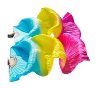 SFOIKVG Belly Dance Fans Fan Veil Belly Dance 1 Pair Handmade Dyed Silk Real Silk/Imitation for Dancers(Color8-d,Real silk-180x90cm)