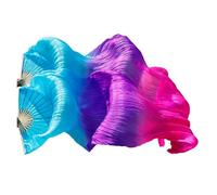SFOIKVG Belly Dance Fans Fan Veil Belly Dance 1 Pair Handmade Dyed Silk Real Silk/Imitation for Dancers(Color24-tw,Imitationsilk-120x90)
