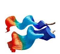 SFOIKVG Belly Dance Fans Real Silk/Imitation Silk Veil Belly Dance Fans 1Pair Long Handmade Dyed Props for Dancers(Color24,180cm Imitation Silk)