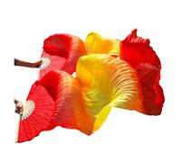 SFOIKVG Belly Dance Fans Real Silk/Imitation Silk Veil Belly Dance Fans 1Pair Long Handmade Dyed Props for Dancers(Color16,230x90cm Real Silk)