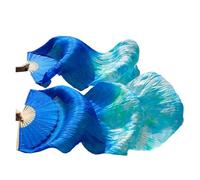 SFOIKVG Belly Dance Fans Stage Performance real/Imitation Silk Belly Dance Fans Graduated Colour Accessories Dancce 180x9 Veil for Dancers(Color 11,L-180x90 real silk)