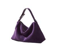 SFOIKVG Brown suede bag Tote Soft Matte Suede Cow Leather Women's Handbag Shoulder Crossbody Bag for Everyday(PURPLE)