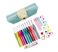 SFOIKVG Crochet Set 11PCS Handle Knitting Needles Kit with Sewing Clips Plastic Staniless Steel Scissors Crochet Hooks Set for Beginners
