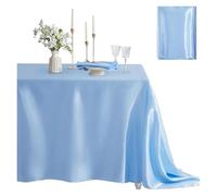 SFOIKVG Satin table cloth 1PC Silver Satin Tablecloth Rectangle Silk Smooth Fabric Table Cloth For Christmas Dinner Wedding Party Banquet Decoration for Parties Weddings(Light Blue,145x145cmX1Pcs)