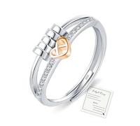 Sfoni Fidget Ring-Fidget Rings for Women,Rose Gold Fidget Ring,Silver Rings for Women,Adjustable Rose Gold Heart Rings Women Cubic Zirconia Gift for Daughter Her, 1c#Hearts-RoseGold Plated