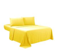 Sfoothome Full Sheets Set - Hotel Luxury 4-Piece Bed Set, Extra Deep Pocket, 1800 Series Bedding Set, Wrinkle & Fade Resistant, Sheet & Pillow Case Set (Full, Yellow)