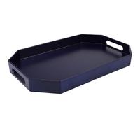 SforGUVA Navy Blue Octagonal Serving Tray with Handles for Coffee Table, Plastic Decorative Tray for Ottoman, Kitchen Counter, Living Room, Outdoor Lacquer Tray for Entertaining