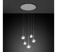 Sforzin Beba pendant light, G9, five clear glass shades