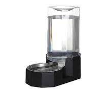 Sfozstra Large Dog Water Dispenser: 8L Automatic Black Water Feeder with Stainless Steel Bowl - Without Filter - Gravity Design for Multiple Pets Indoor/Outdoor