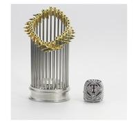 SFQEVHRZ Championship ring and trophy， 2023 Rangers Championship Ring Trophies Set Replica w/Display Box Souvenir Collectible Best Gift For Baseball lovers(11#)