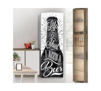 SFQEVHRZ Fridge Stickers， Fridge Sticker Full Covering Door Fridge Covers Skins Wall Stickers for Kitchen Decal, Life Short Beer Black and White(M: 60x180 cm)
