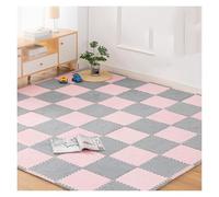 SFQEVHRZ Jigsaw carpet， Plush interlocking carpet tiles 10pcs 12x12in Interlocking Foam Carpet Tiles With Border Square Floor Mats(Pink+gray)